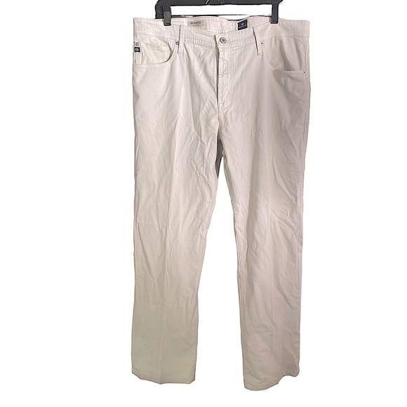 AG Adriano Goldschmeid The Protégé Straight Leg Cream Khaki Pants Jeans 38x36 - Picture 1 of 8